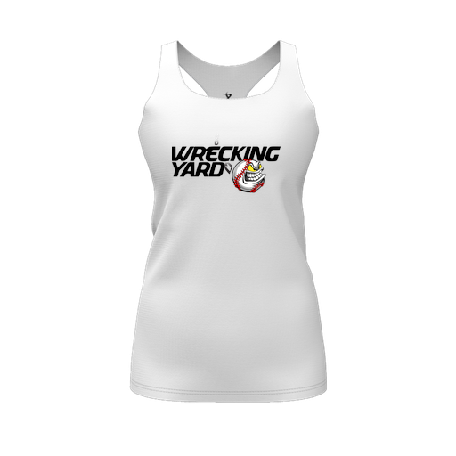 [CUS-DFW-RCBK-PER-WHT-FYS-LOGO1] Racerback Tank Top (Female Youth S, White, Logo 1)