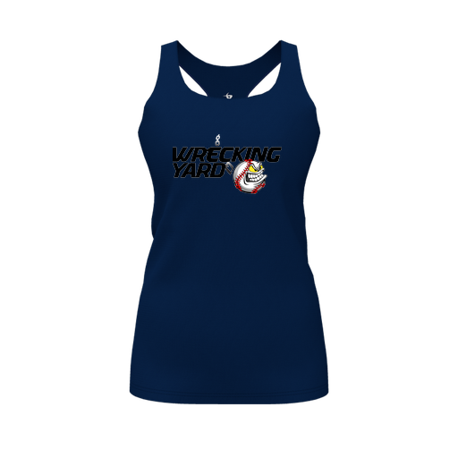 [FT0TRBNV-FYS-LOGO1] Decker Racerback Tank Top (Female Youth S, Navy, Logo 1)