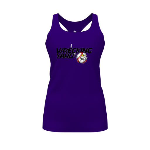 [CUS-DFW-RCBK-PER-PUR-FYS-LOGO1] Racerback Tank Top (Female Youth S, Purple, Logo 1)