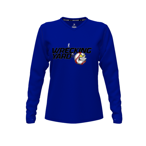 [FTLVCFRY-FYXS-LOGO1] Decker Comfort T-Shirt (Female Youth XS, Royal, V Neck, Logo 1, Long Sleeve)