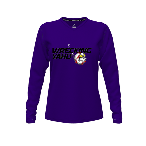 [FTLVCFPP-FYXS-LOGO1] Decker Comfort T-Shirt (Female Youth XS, Purple, V Neck, Logo 1, Long Sleeve)