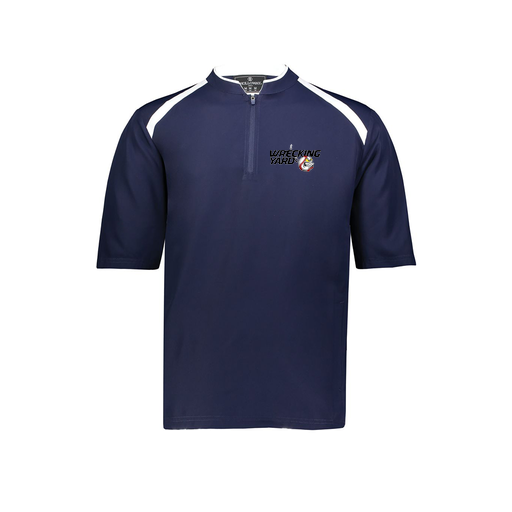 [229581-AS-NVY-LOGO1] Men's Dugout Short Sleeve Pullover (Adult S, Navy, Logo 1)