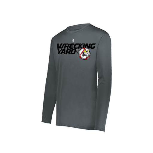[222823.059.S-LOGO1] Youth LS Smooth Sport Shirt (Youth S, Gray, Logo 1)