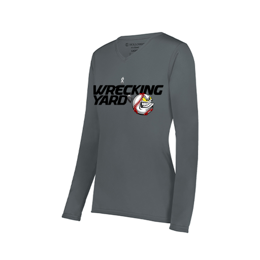 [222824.059.S-LOGO1] Ladies LS Smooth Sport Shirt (Female Adult S, Gray, Logo 1)