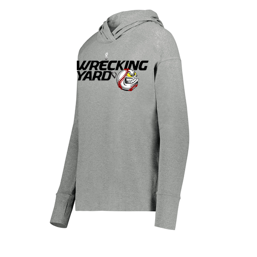 [222798-SIL-FAXS-LOGO1] Ladies Ventura Thin Knit Hoodie (Female Adult XS, Silver, Logo 1)