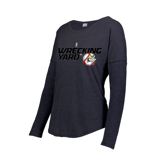 [3077.72N.XS-LOGO1] Ladies LS Ultra-blend T-Shirt (Female Adult XS, Navy, Logo 1)